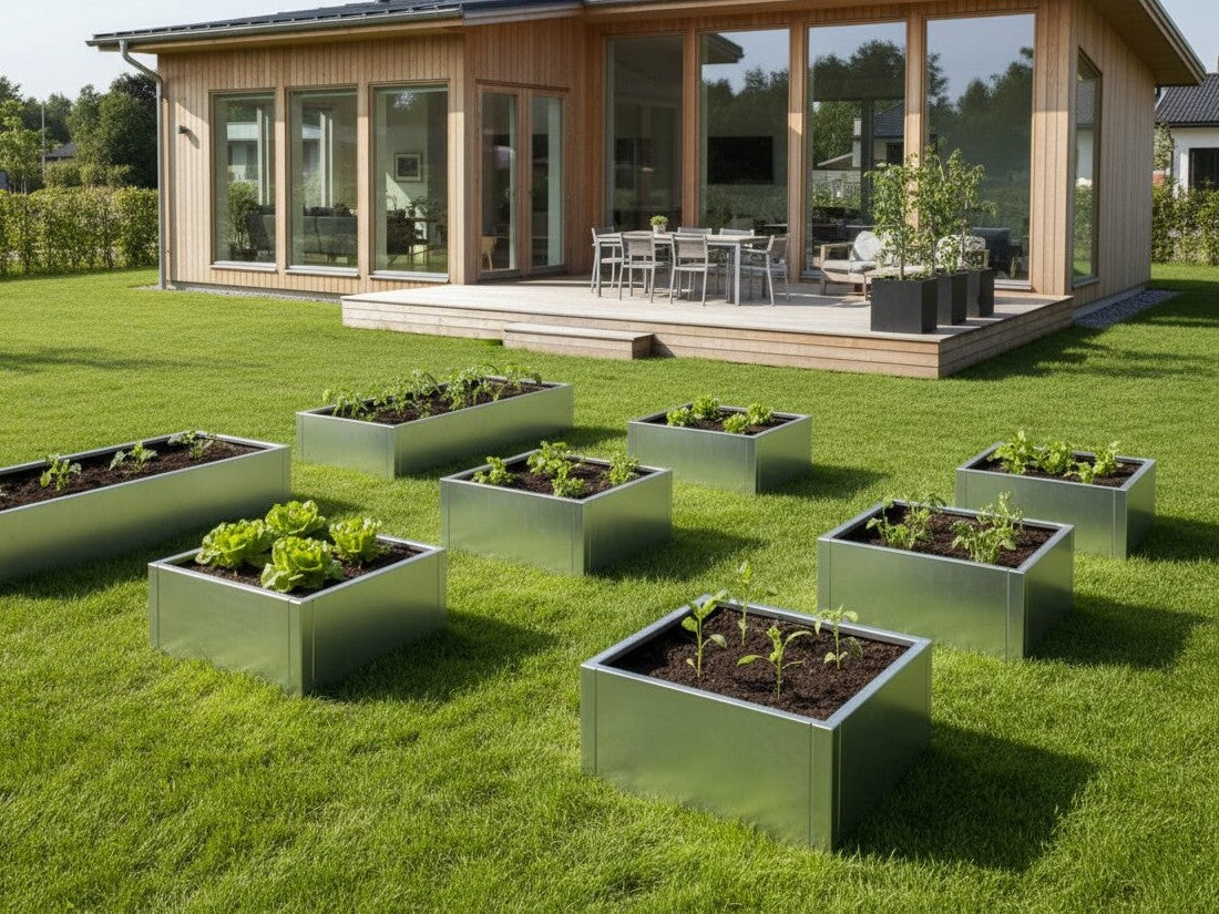 Højbed i galvaniseret stål CUBY. B60 x H40 cm, flere længder