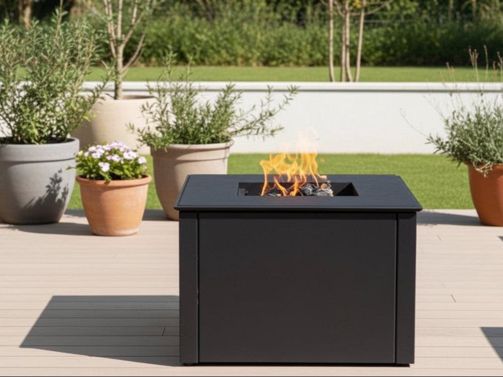 Bålgrill sortlakeret CUBY 60 x 60 x 40 cm