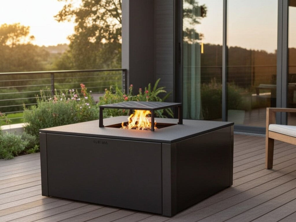 Bålgrill sortlakeret CUBY 80 x 80 x 40 cm
