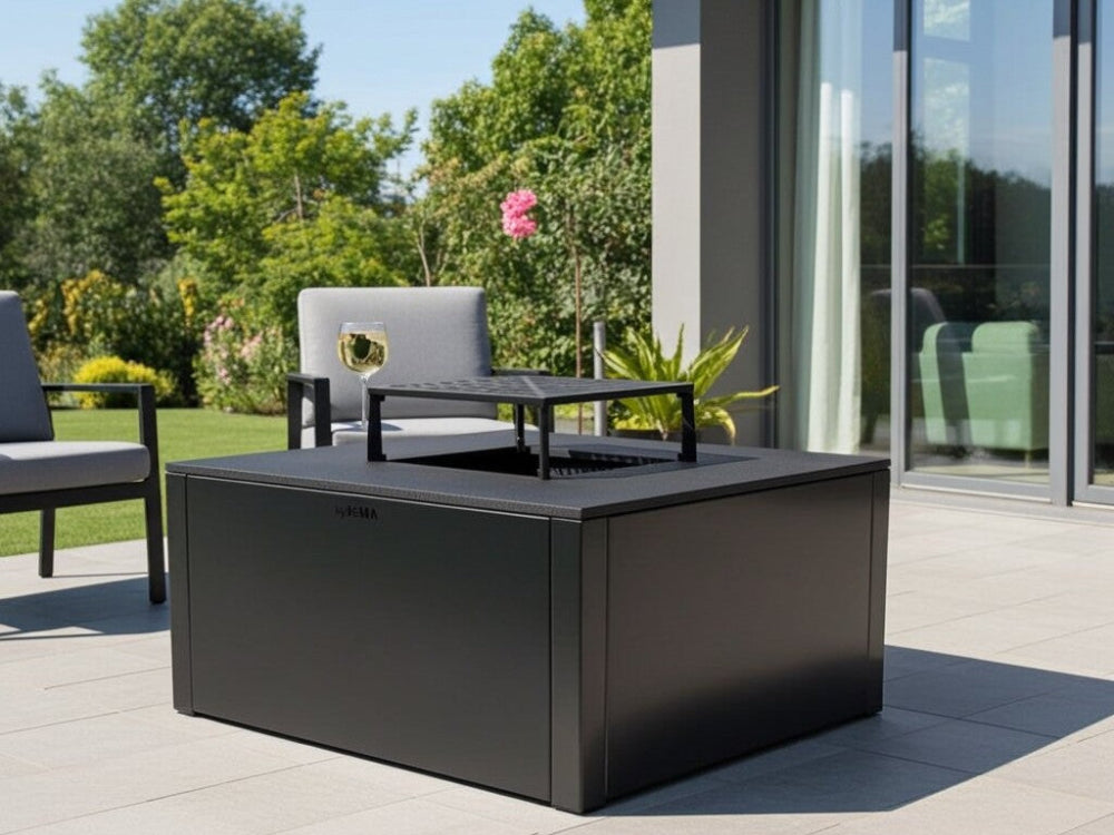 Bålgrill sortlakeret CUBY 80 x 80 x 40 cm