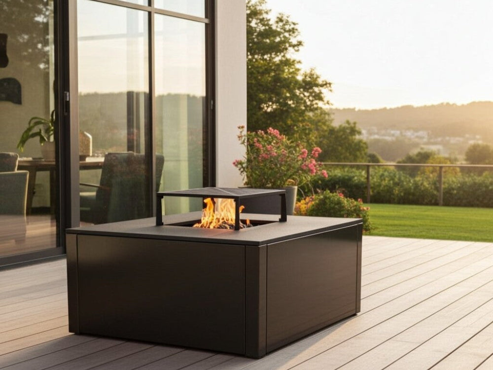Bålgrill sortlakeret CUBY 80 x 80 x 40 cm
