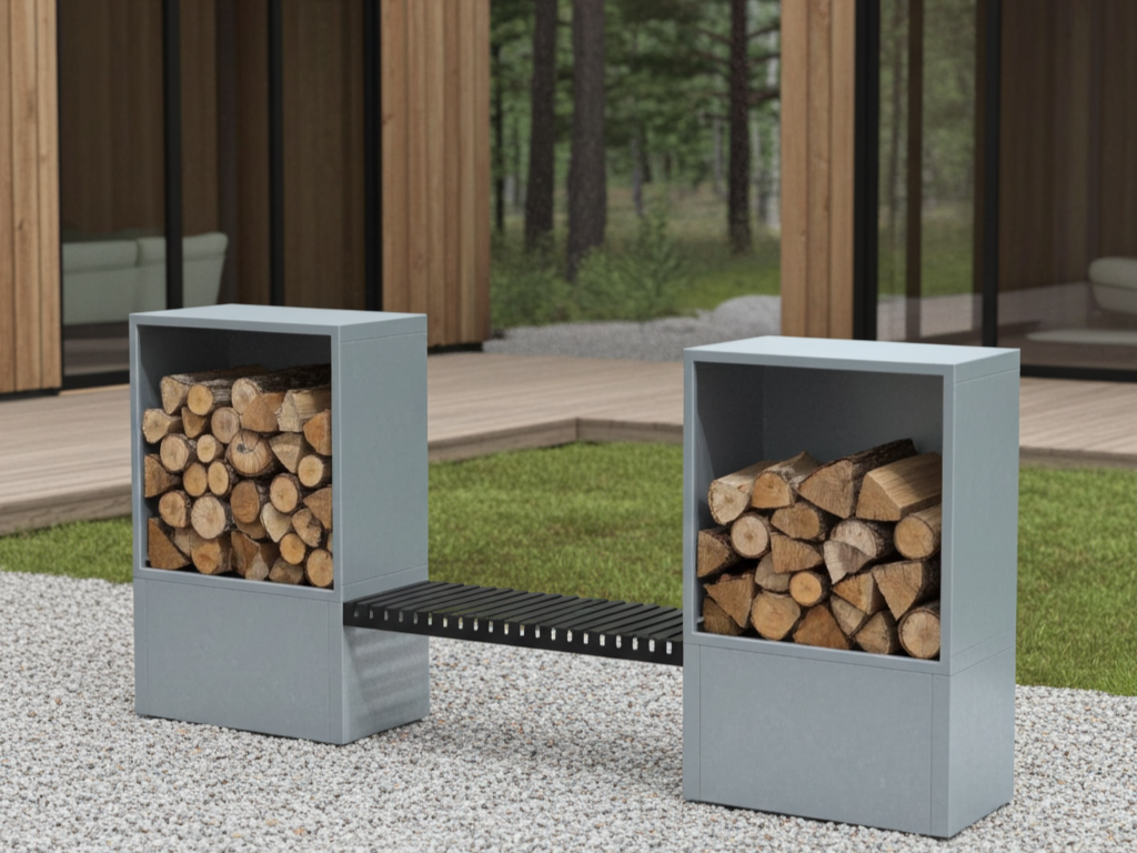 Brænde opbevaring i galvaniseret stål 284,5 x 40 x 120 cm