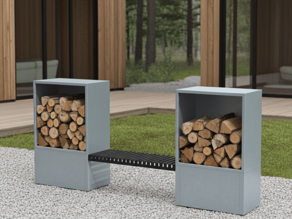 Brænde opbevaring i galvaniseret stål 284,5 x 40 x 120 cm