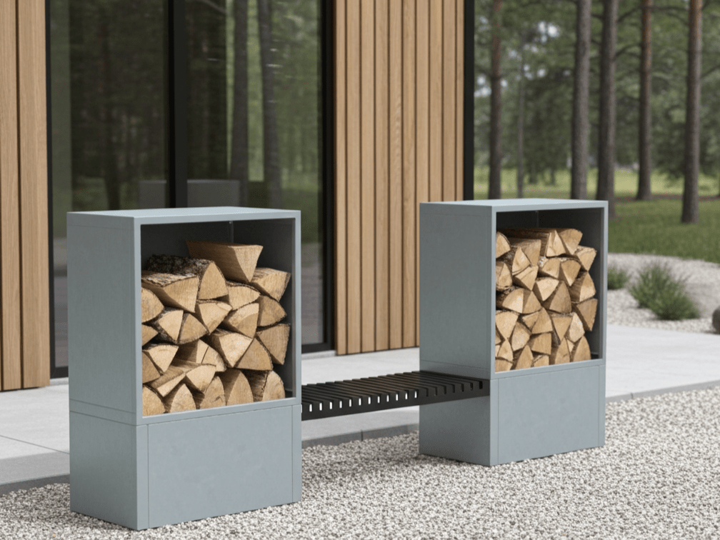 Brænde opbevaring i galvaniseret stål 284,5 x 40 x 120 cm