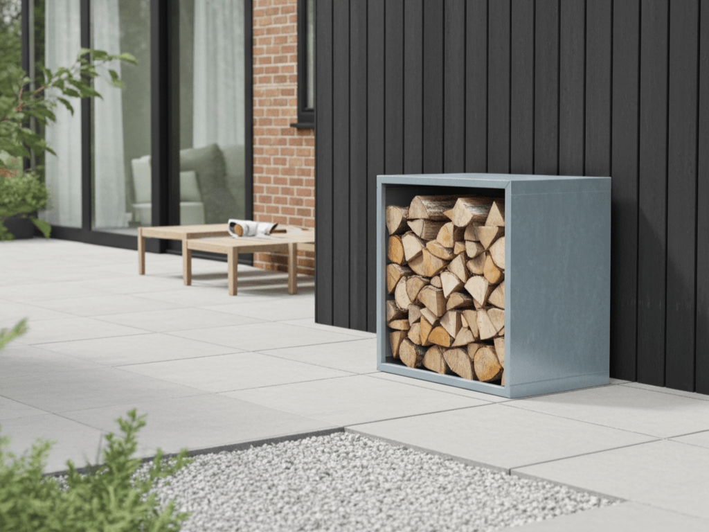 Brænde opbevaring i galvaniseret stål 80 x 40 x 80 cm