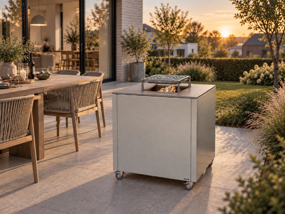 Bålgrill galvaniseret stål CUBY 80 x 80 x 80 cm