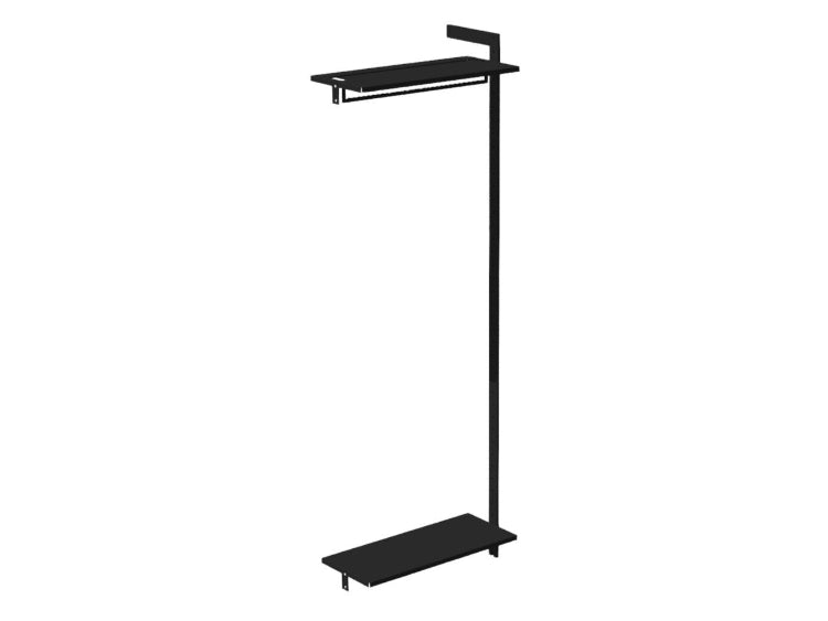 Forlængermodul AXIS 71 x H205 cm – Sortlakeret 1 hylde med hæng plus 1 hylde