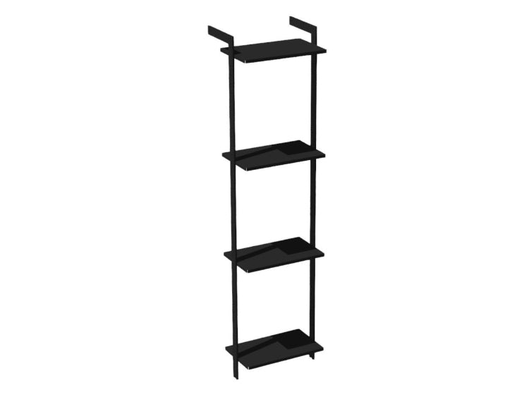 Garderobesystem AXIS 52 x H205 cm – Sortlakeret 4 hylder