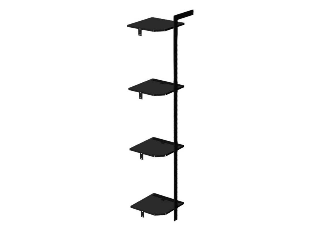 Hjørnemodul AXIS 50 x 50 cm – Sortlakeret 4 hylder