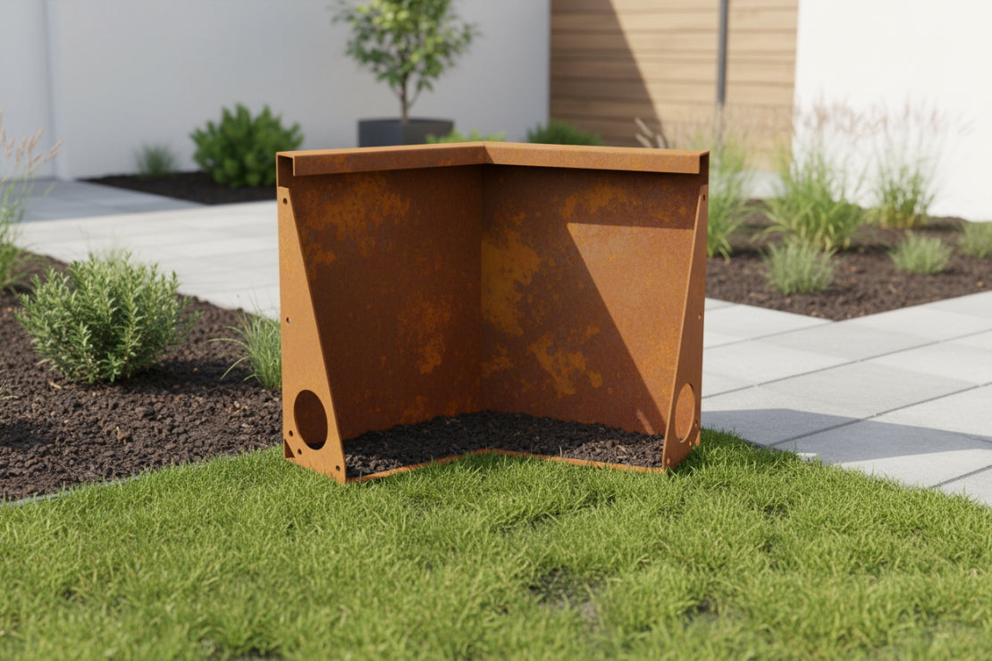 Cortenstål støttemur H40 x 30 x 30 cm - udv. hjørne 45gr