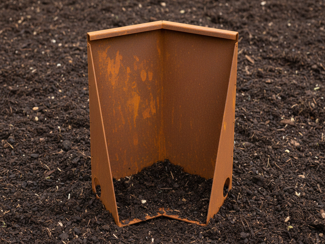 Cortenstål støttemur H80 x 40 x 40 cm - udv. hjørne 45gr