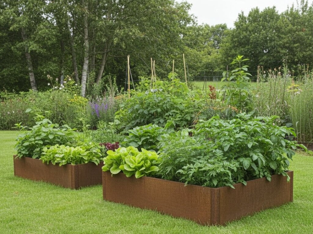 Højbed i cortenstål CUBY 120 x 120 x 40 cm