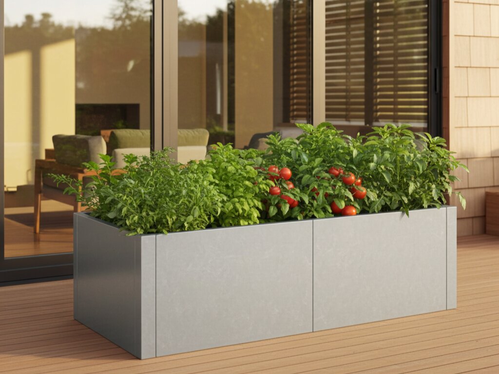 Plantekasse i galvaniseret stål CUBY 150 x 40 x 40 cm