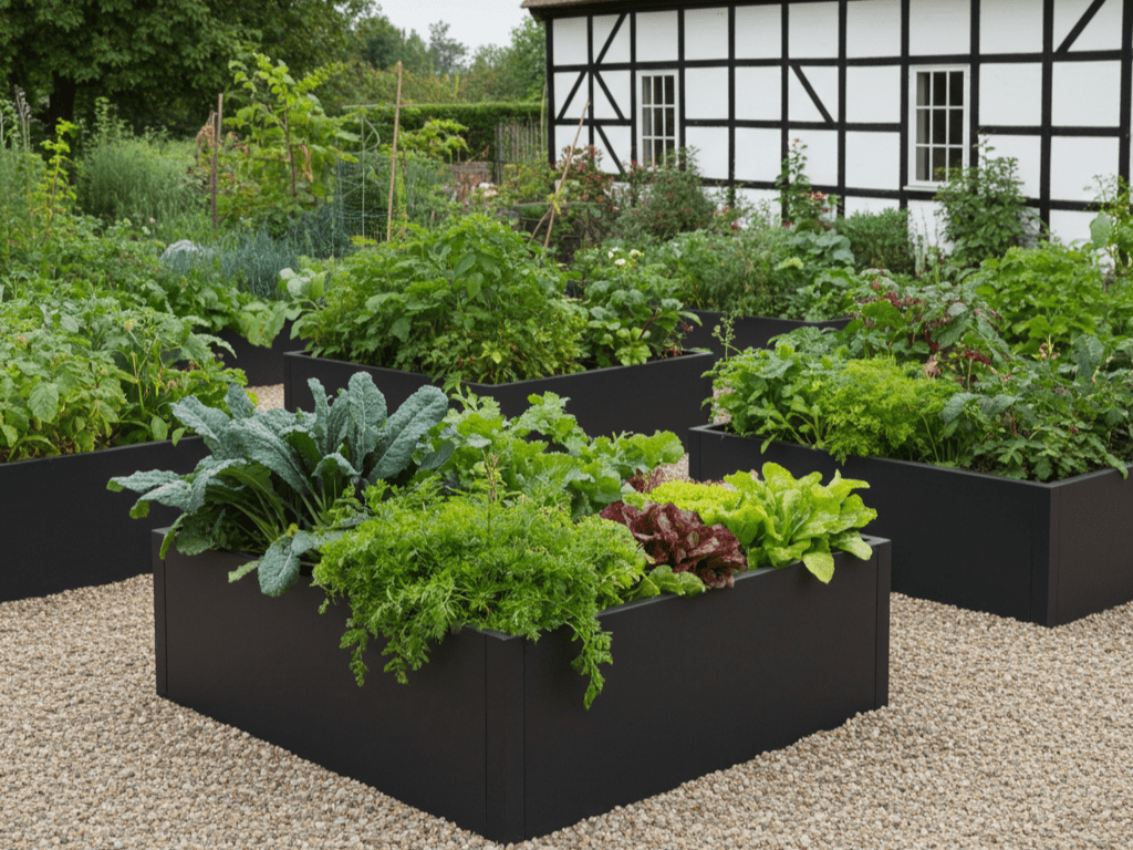 Højbed sortlakeret CUBY 120 x 120 x 40 cm