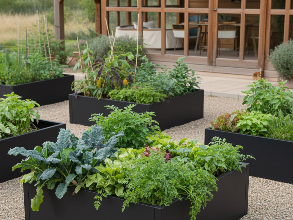 Højbed sortlakeret CUBY 120 x 120 x 40 cm