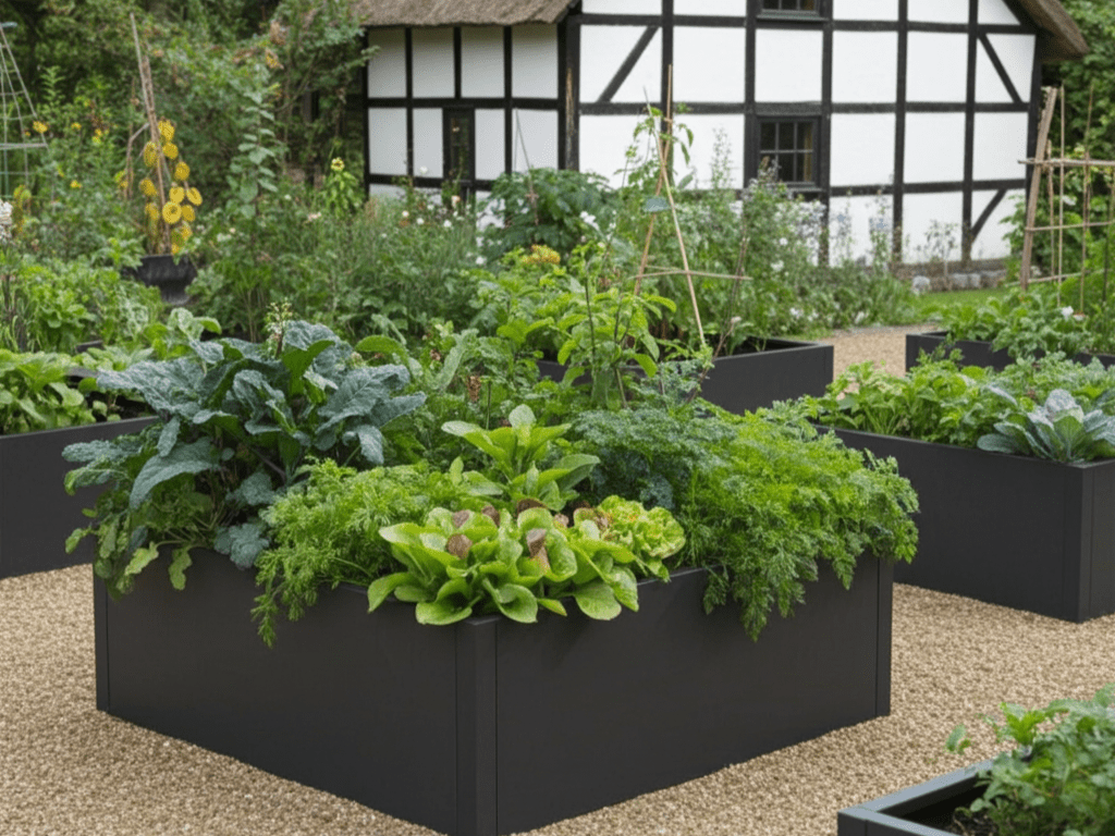 Højbed sortlakeret CUBY 120 x 120 x 40 cm