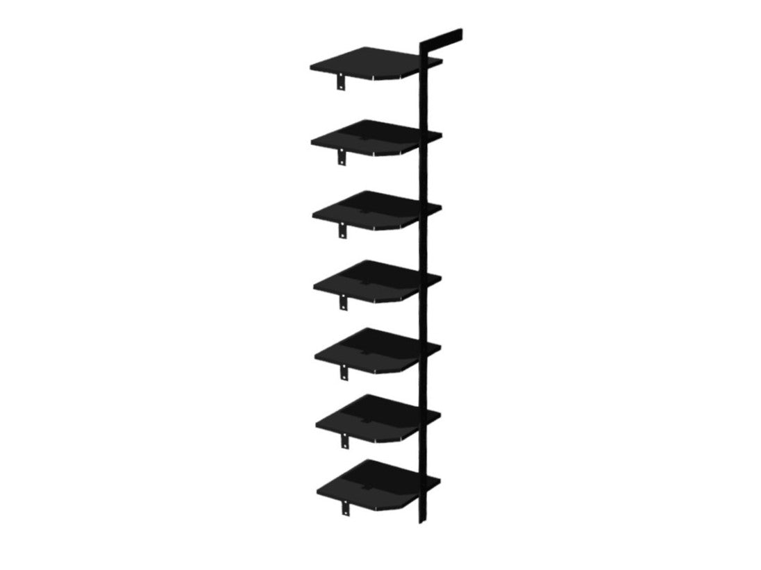 Hjørnemodul AXIS 50 x 50 cm – Sortlakeret 7 hylder