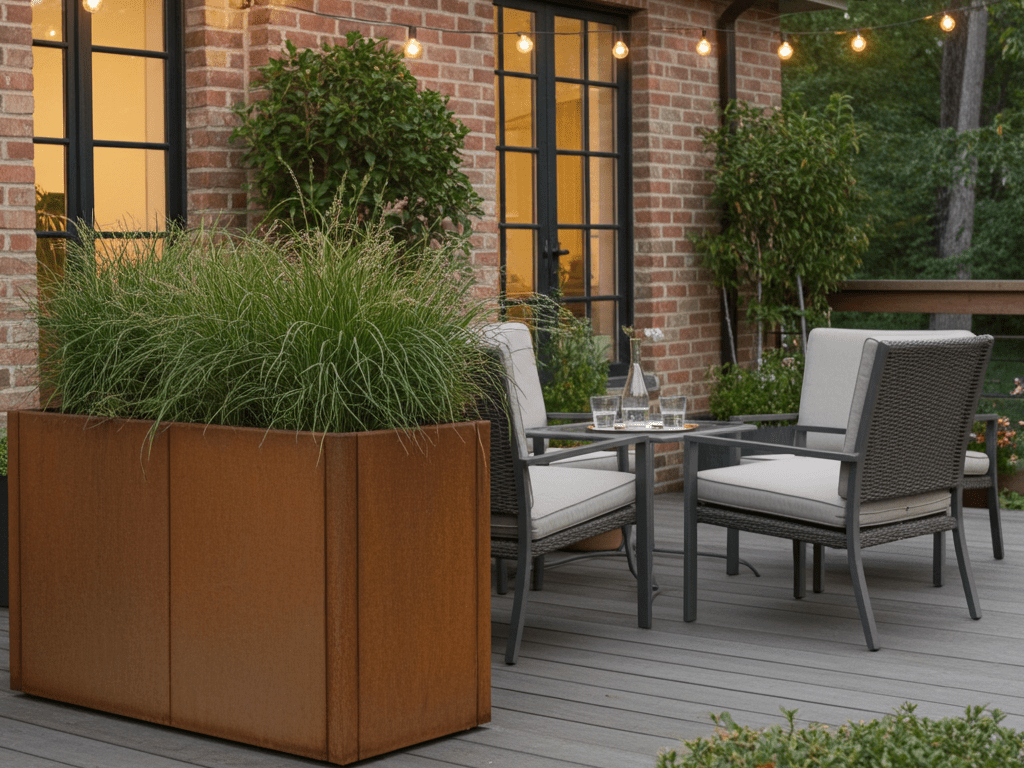 Plantekasse i cortenstål CUBY 150 x 40 x 80 cm