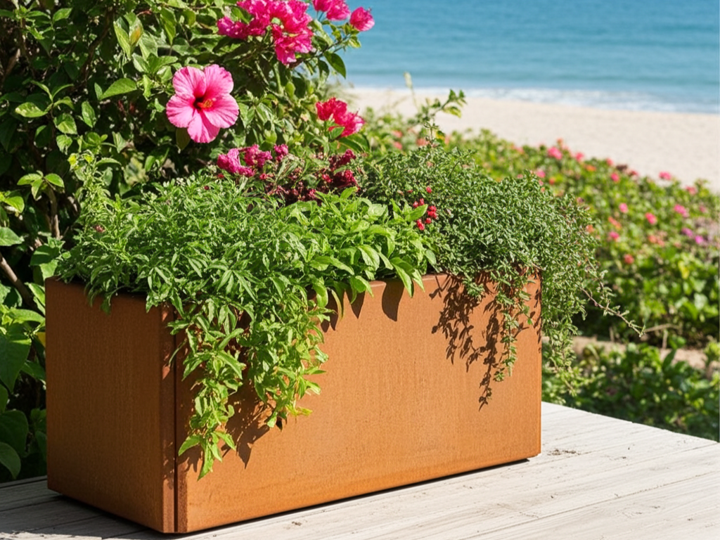 Plantekasse i cortenstål EDGY 80 x 40 x 40 cm