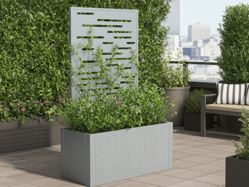 Plantekasse med espalier i galvaniseret stål CUBY 80 x 40 x 40 cm