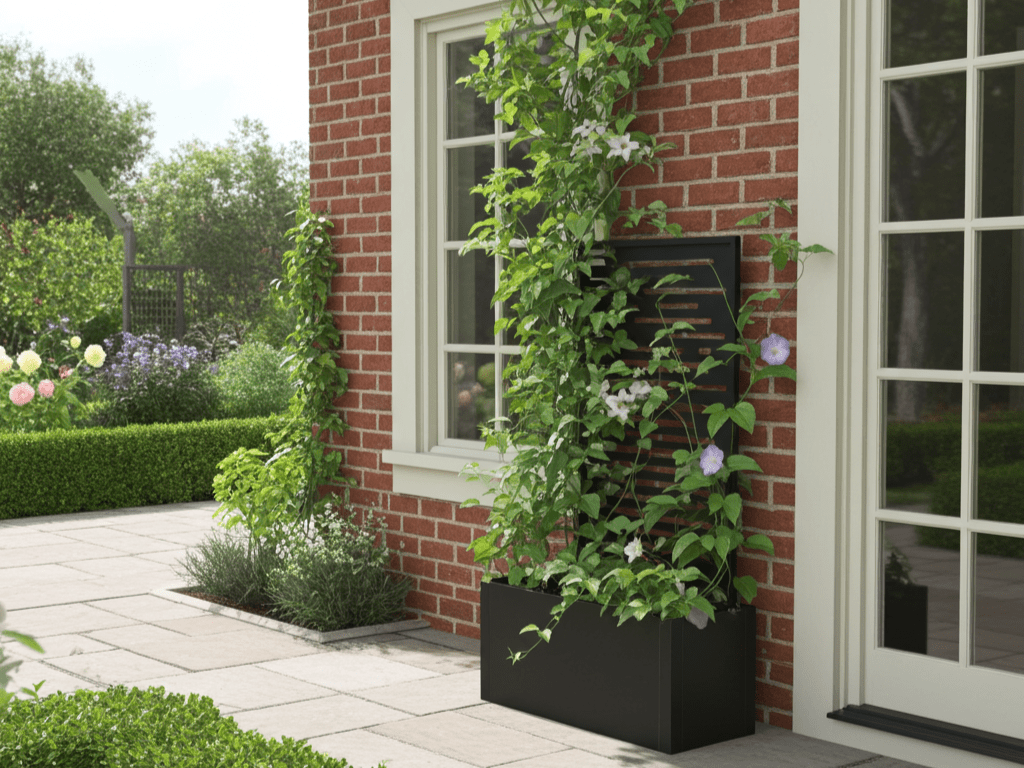 Plantekasse med espalier sortlakeret 80 x 40 x 40 cm