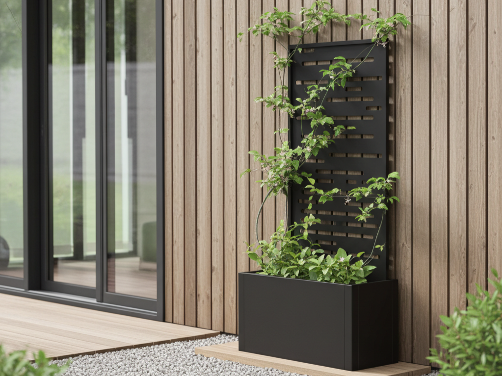 Plantekasse med espalier sortlakeret 80 x 40 x 40 cm