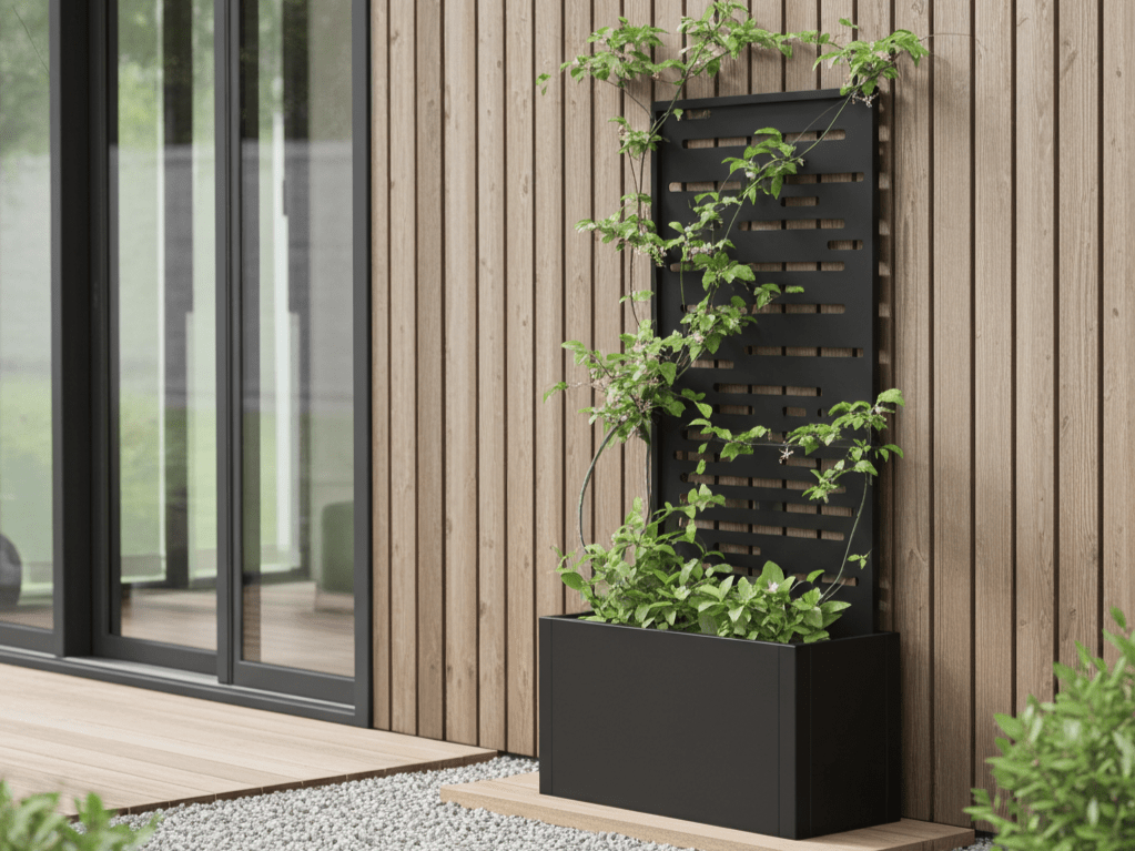 Plantekasse med espalier sortlakeret 80 x 40 x 40 cm