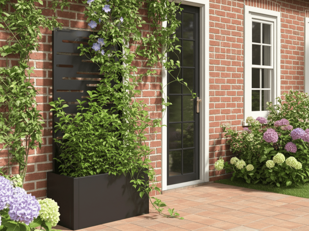 Plantekasse med espalier sortlakeret 80 x 40 x 40 cm