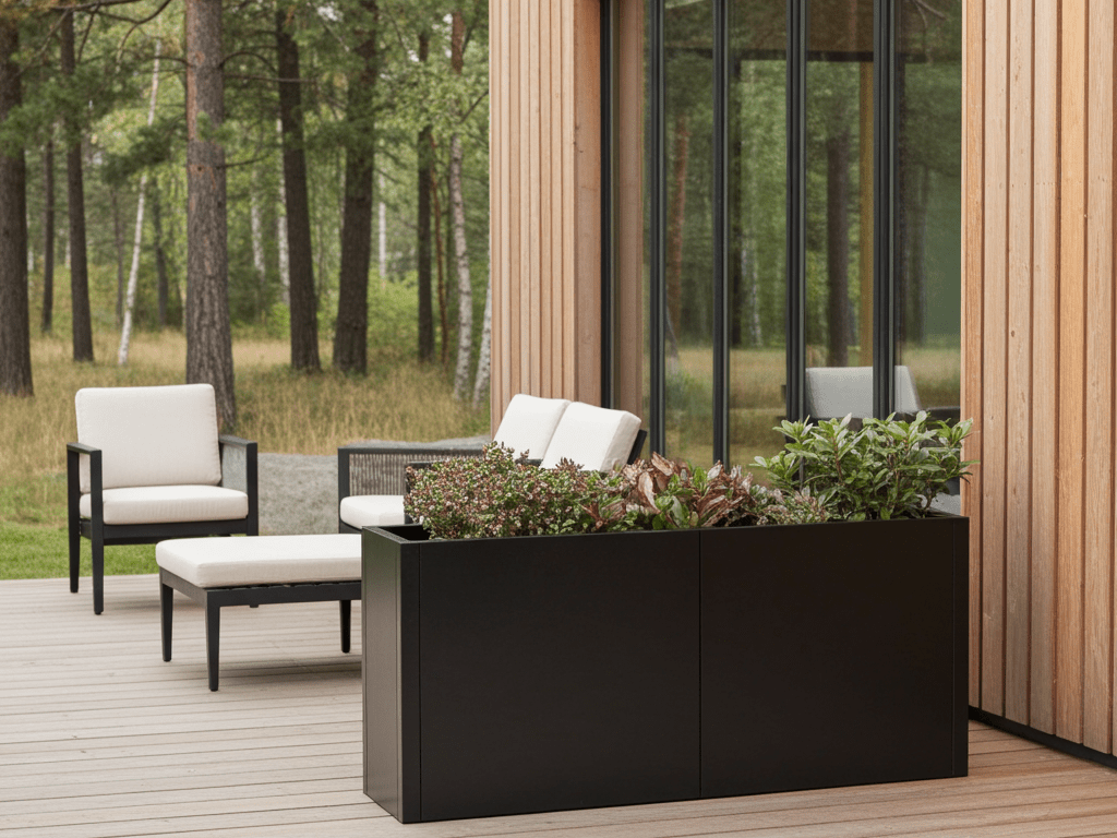 Plantekasse sortlakeret CUBY 150 x 40 x 80 cm