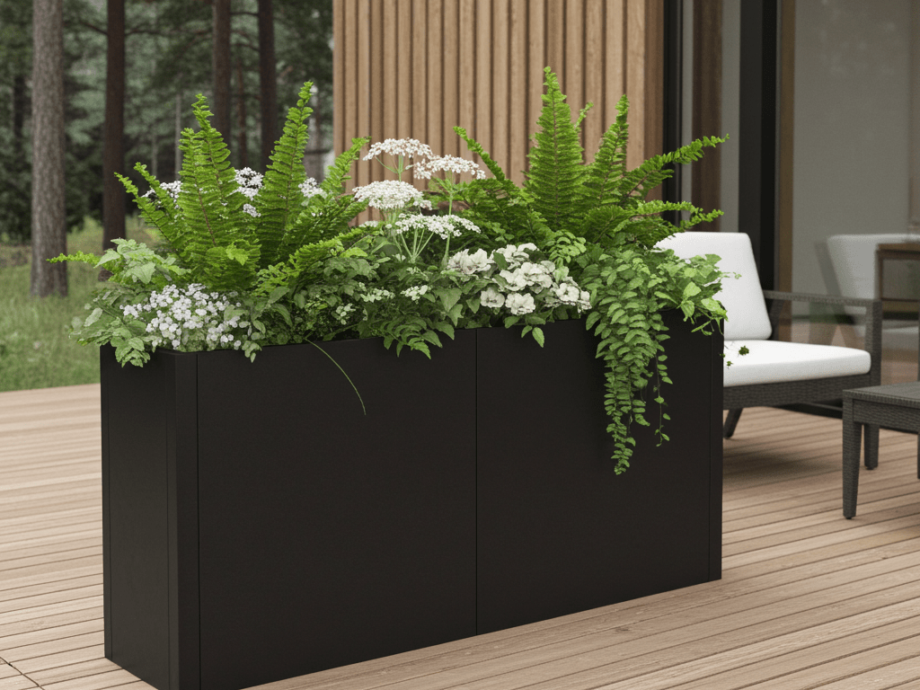 Plantekasse sortlakeret CUBY 150 x 40 x 80 cm