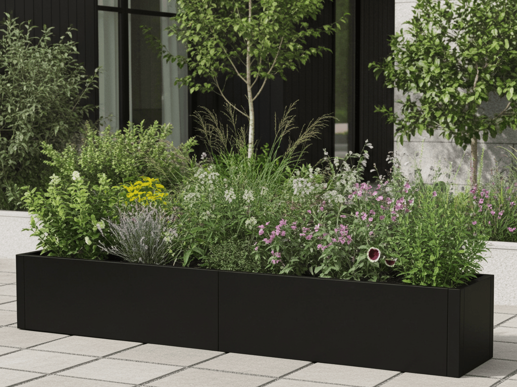 Plantekasse sortlakeret CUBY 230 x 40 x 40 cm