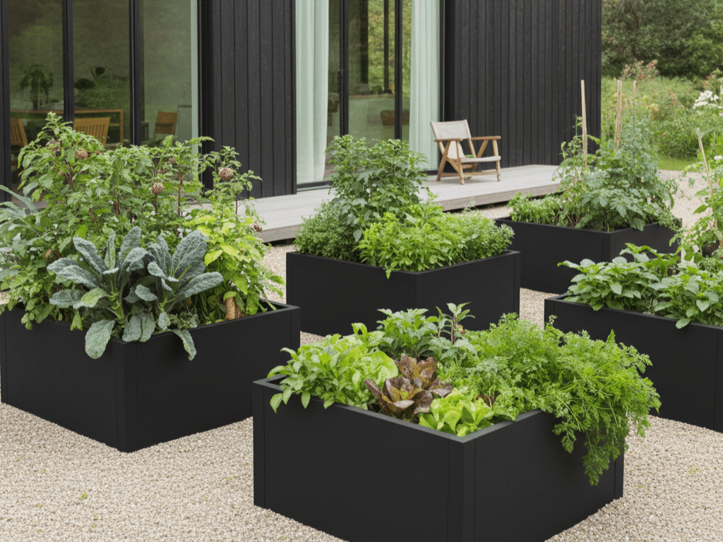 Plantekasse sortlakeret CUBY 60 x 60 x 40 cm