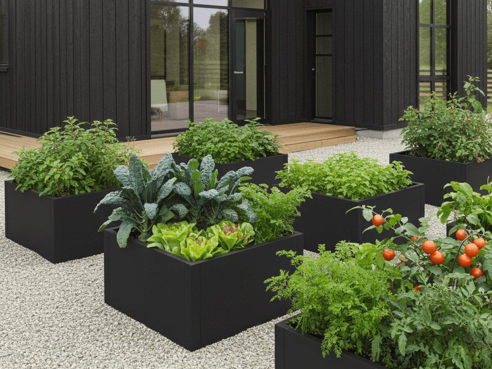 Højbed sortlakeret CUBY. B60 x H40 cm, flere længder 1