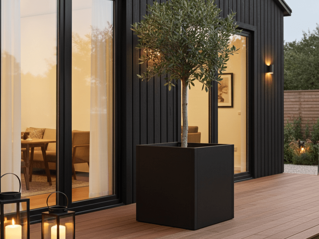 Plantekasse sortlakeret CUBY 80 x 80 x 80 cm