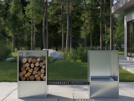 Brænde opbevaring i galvaniseret stål 284,5 x 40 x 120 cm