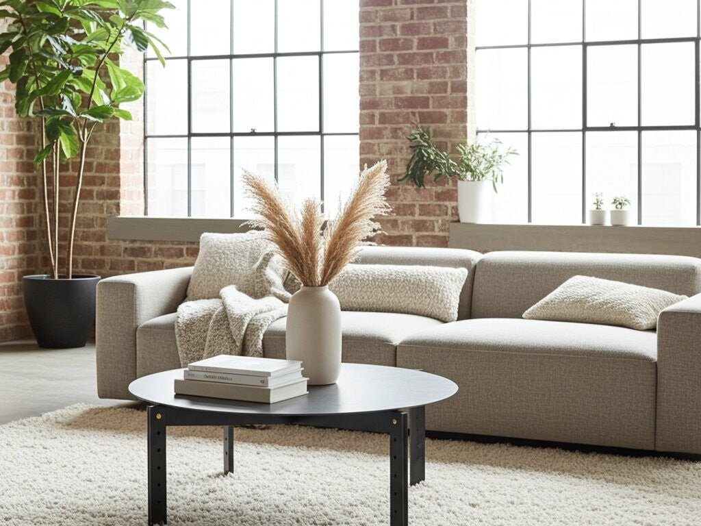 Sofabord AXIS Ø100 cm – Sortlakeret og rå stål Coffee Table