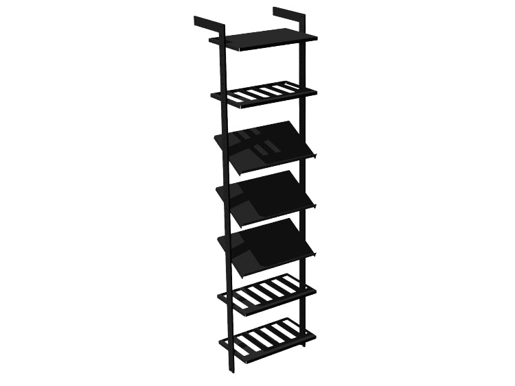 Vinreol AXIS 52 x H205 cm – Sortlakeret 7 hylder (1 plan / 3 vinleje / 3 display)