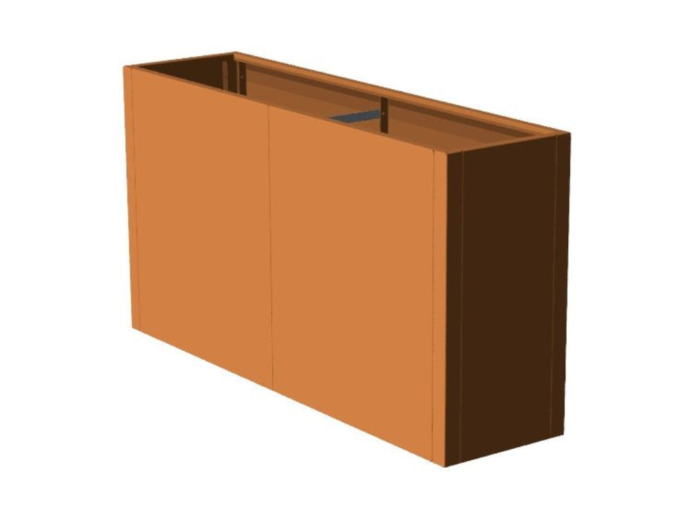 Rektangulær CUBY plantekasse i cortenstål vist som fritstående produkt