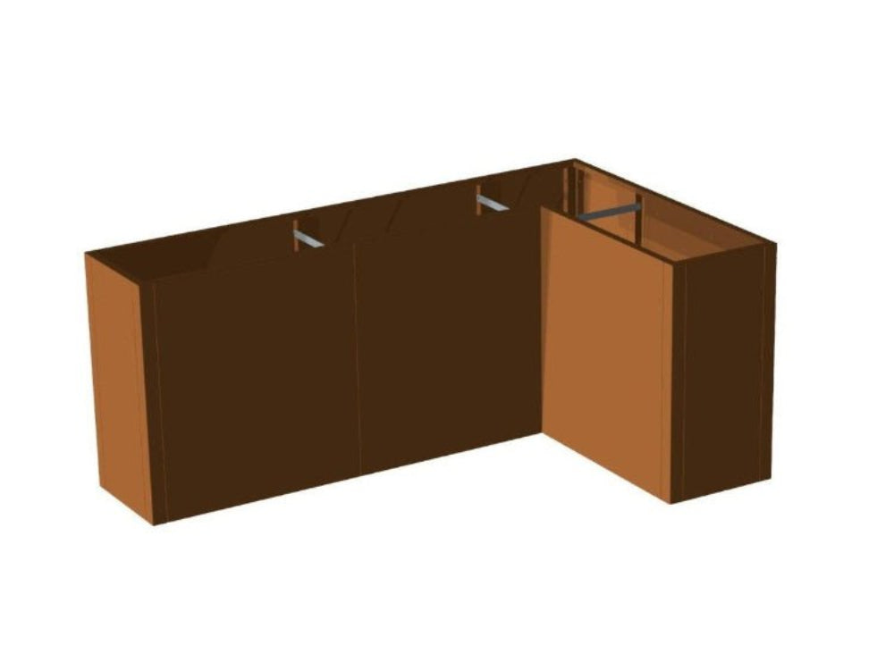 Vinkelplantekasse i cortenstål fra CUBY vist som fritstående produkt
