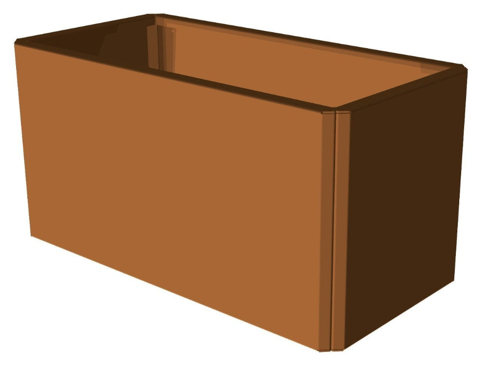 EDGY kompakt rektangulær plantekasse i cortenstål vist som fritstående produkt