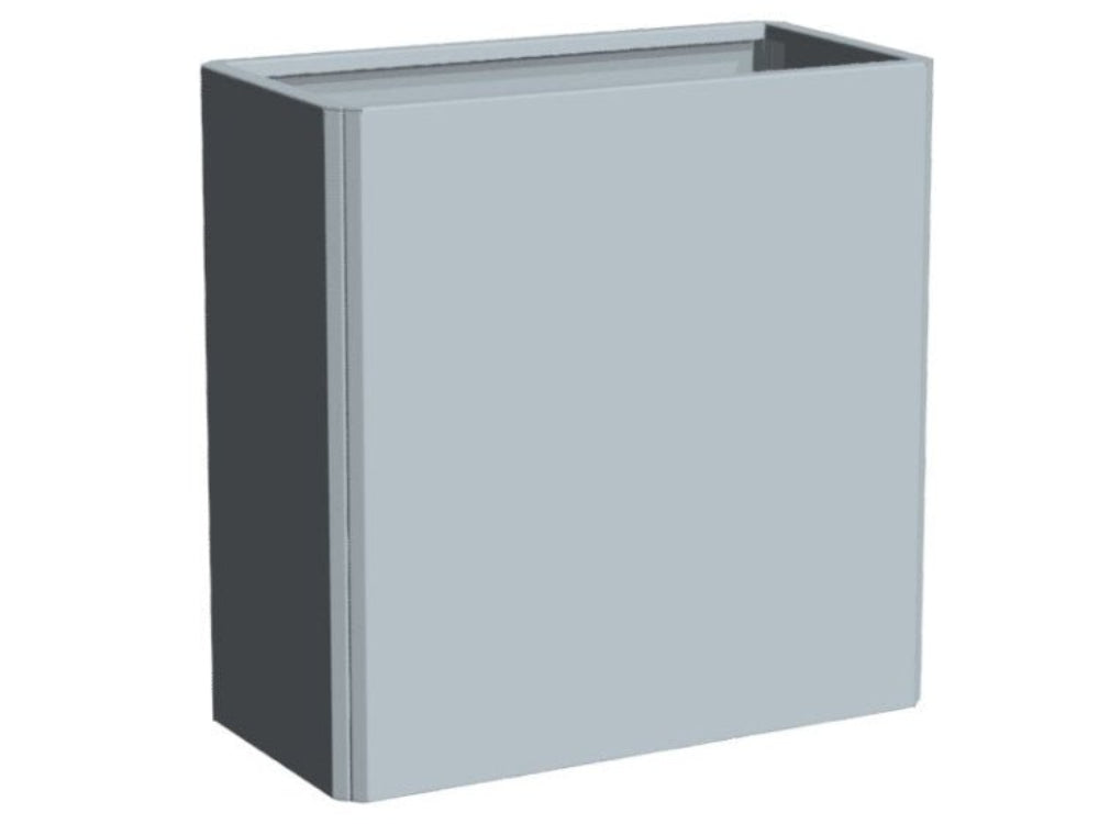 EDGY høj rektangulær plantekasse i galvaniseret stål vist fritstående