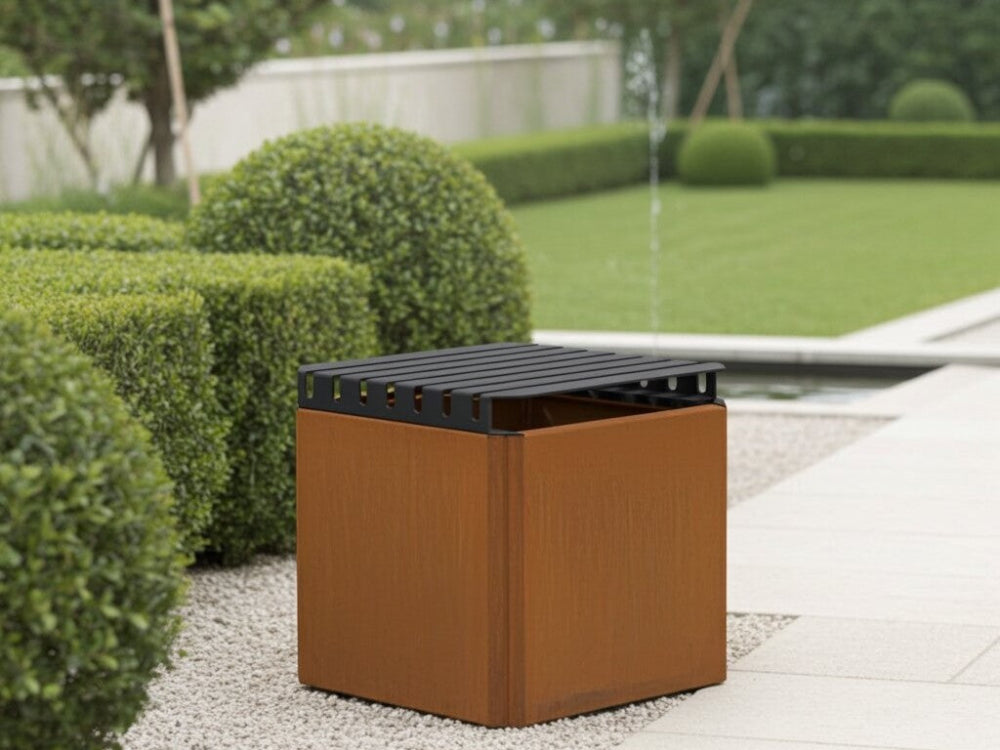 EDGY topbænk 40 cm i cortenstål som låg til plantekasse