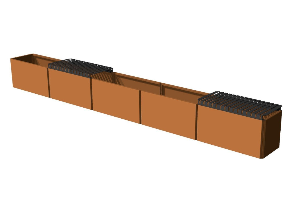 EDGY topbænk 80 cm i cortenstål i moderne havedesign