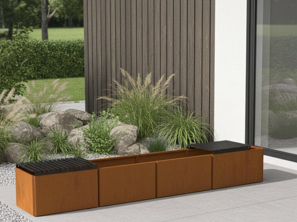 EDGY topbænk 80 cm i sortlakeret stål som låg