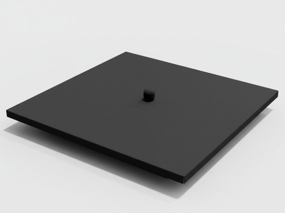 Låg i sortlakeret stål til bålgrill