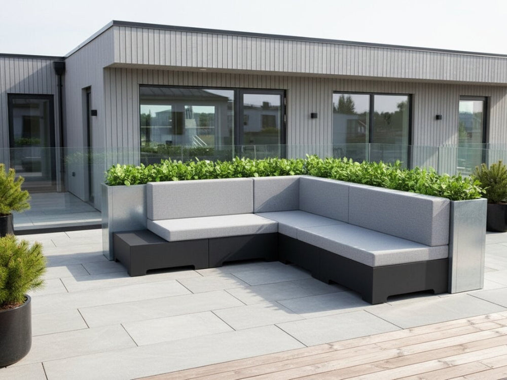 Hjørnesofa i galvaniseret stål til terrasse