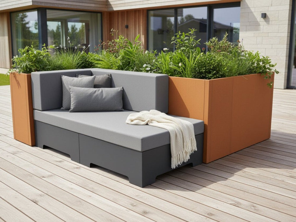 Lounge sofa modul i cortenstål til terrasse