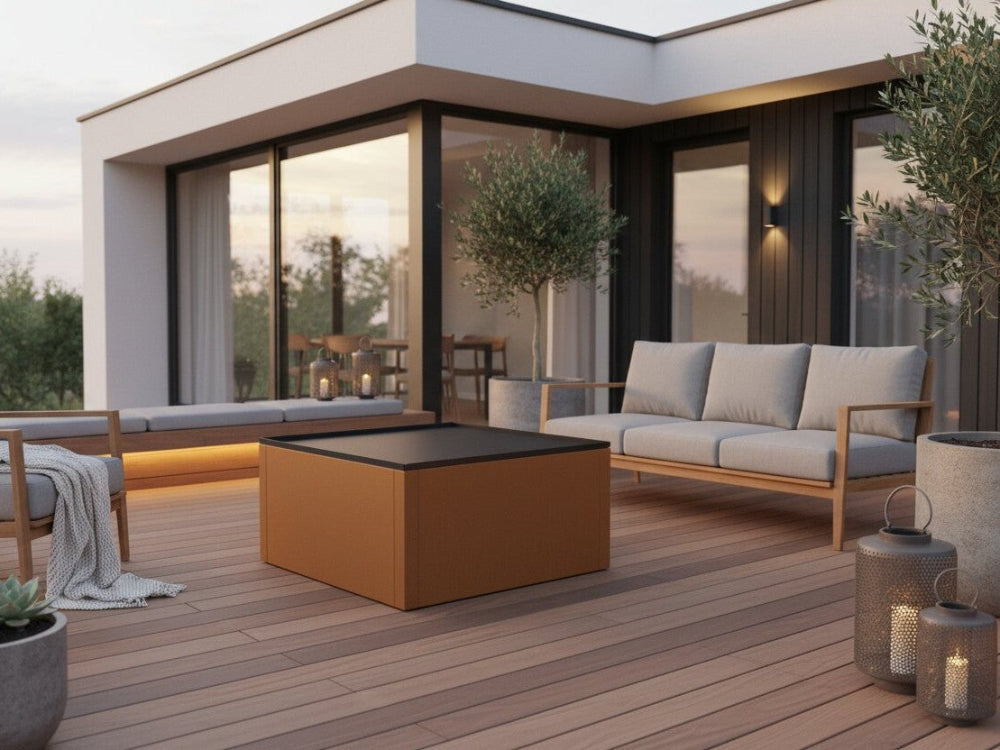 Loungebord i cortenstål til terrasse og have