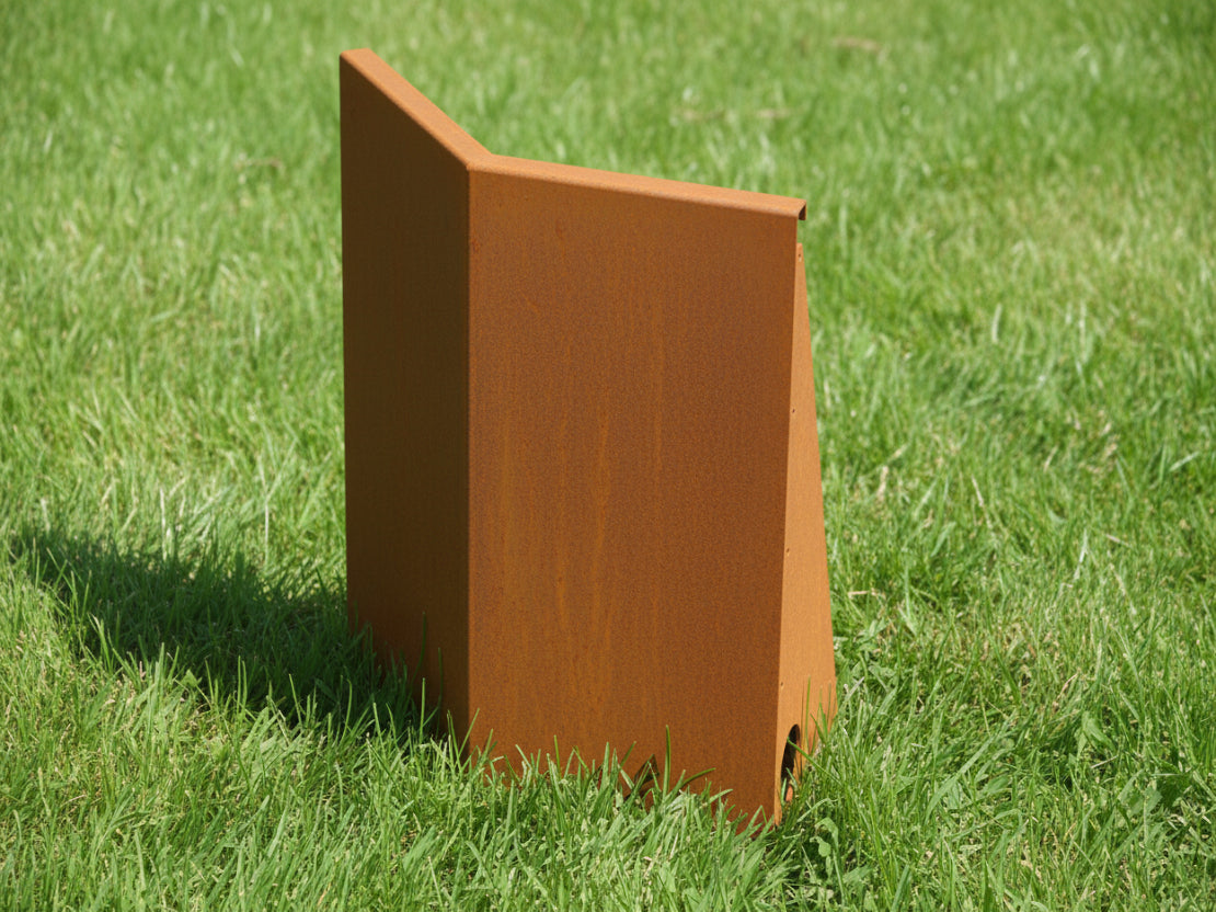 Cortenstål støttemur H80 x 40 x 40 cm - udv. hjørne 45gr
