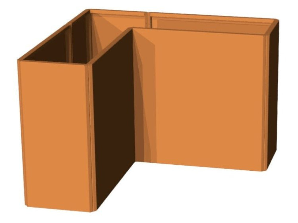 EDGY høj vinkelformet plantekasse i cortenstål vist som fritstående produkt